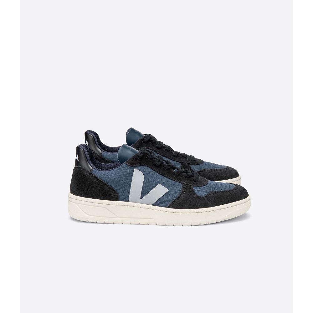 Black/Blue Men\'s Veja V-10 RIPSTOP Sneakers | AU 326NWY